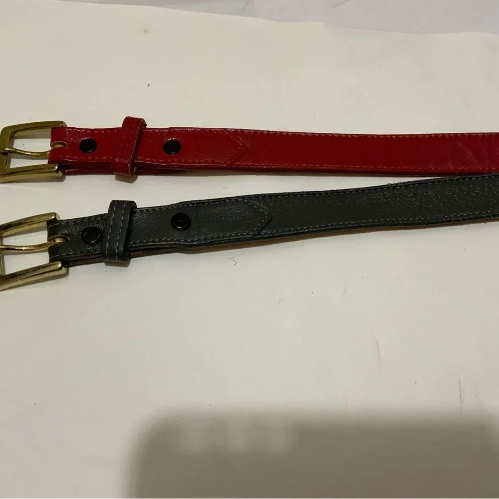 Justin 3044R Brass Buckle & Red Top Grain Cowhide Leather Belt Size 32 lot of 2